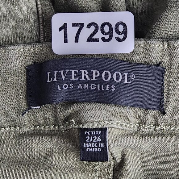 Liverpool Jeans Womens 2 Petite Green Gia Glider Skinny Leg Raw Hem Mid Rise - Picture 10 of 13